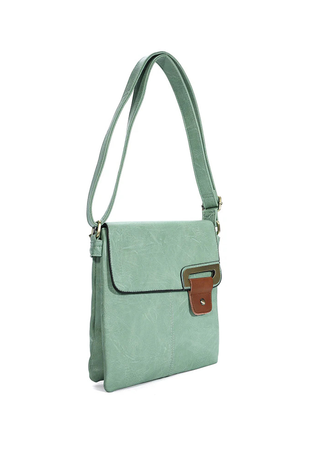 Adjustable Strap Crossbody Bag with Front Buckle Detail