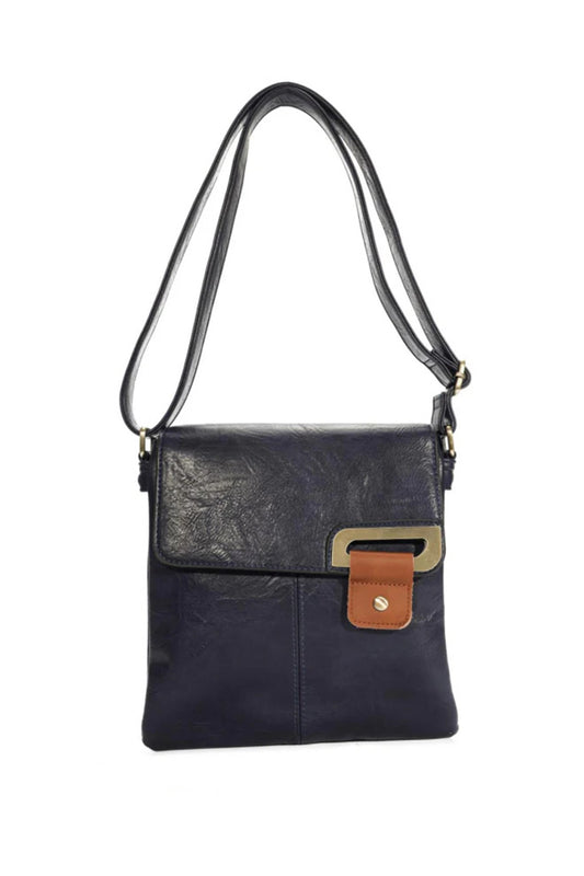Adjustable Strap Crossbody Bag with Front Buckle Detail