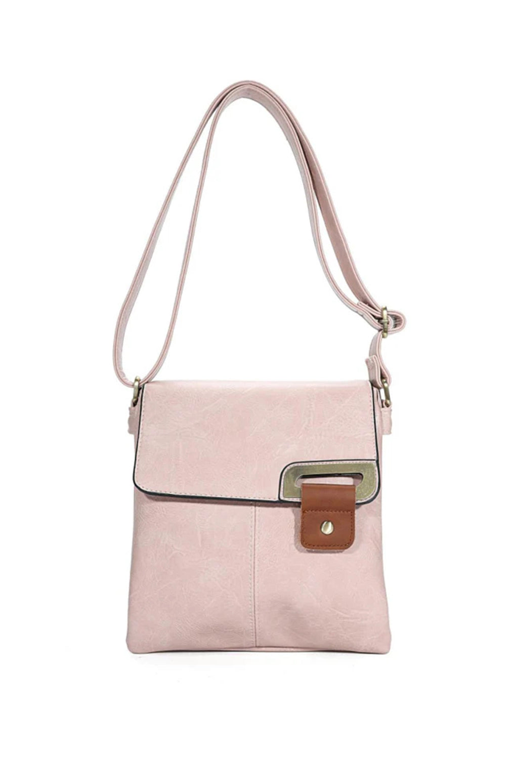 Adjustable Strap Crossbody Bag with Front Buckle Detail