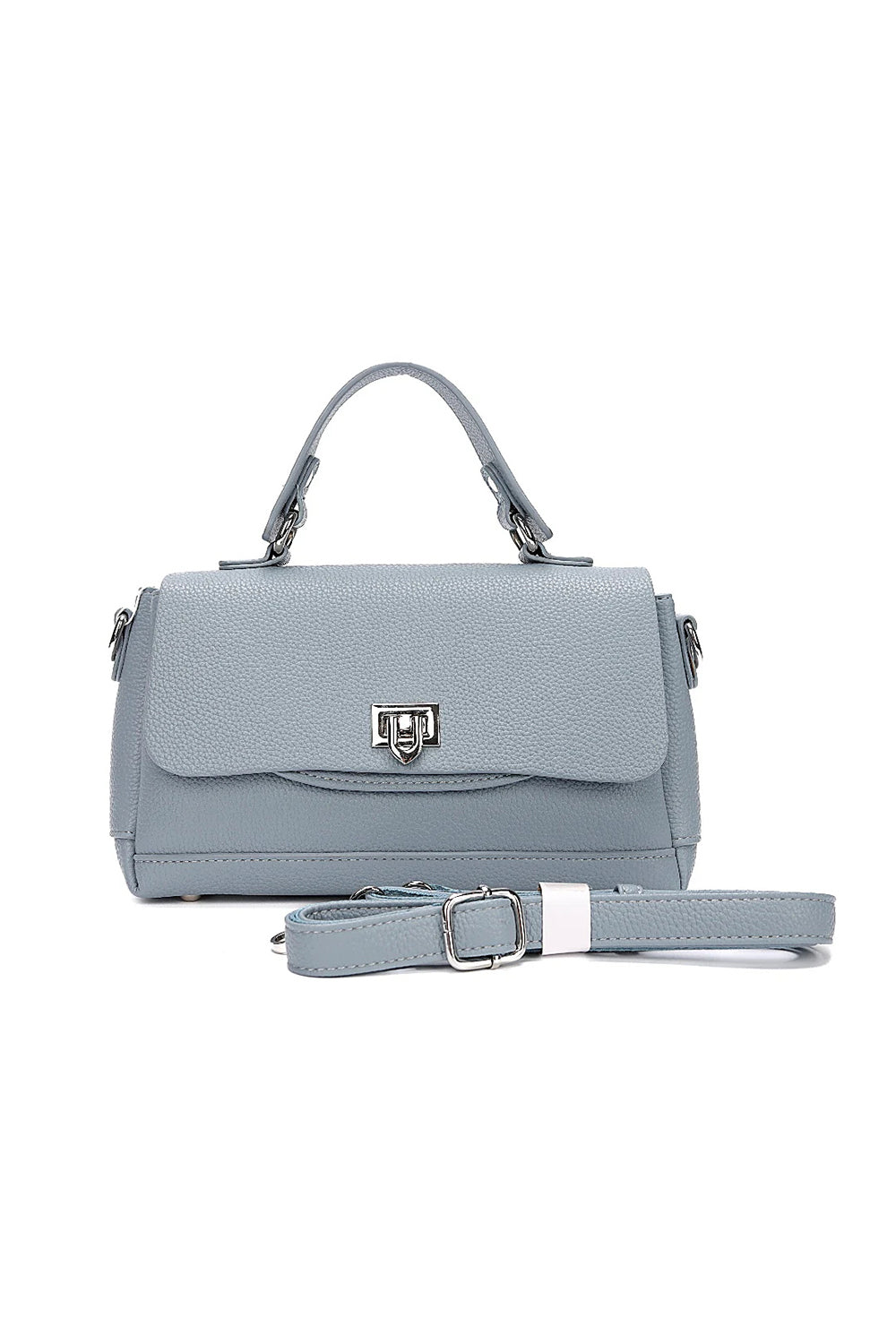 Top Handle Shoulder Bag with Flap Closure and Long Strap