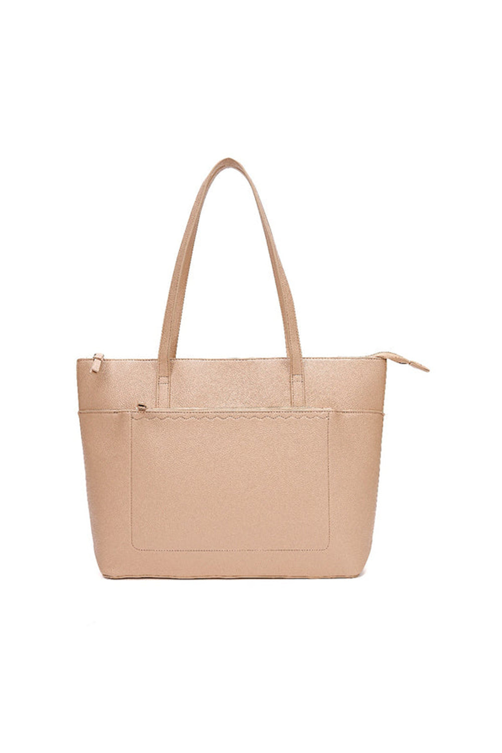 Large Tote Shoulder Bag with Zipper Closure and Inner Pockets