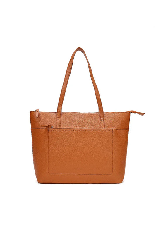 Large Tote Shoulder Bag with Zipper Closure and Inner Pockets