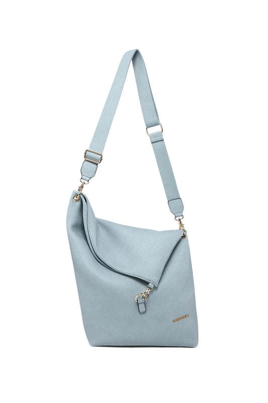 Asymmetrical Design Crossbody Bag with Zipper and Adjustable Strap