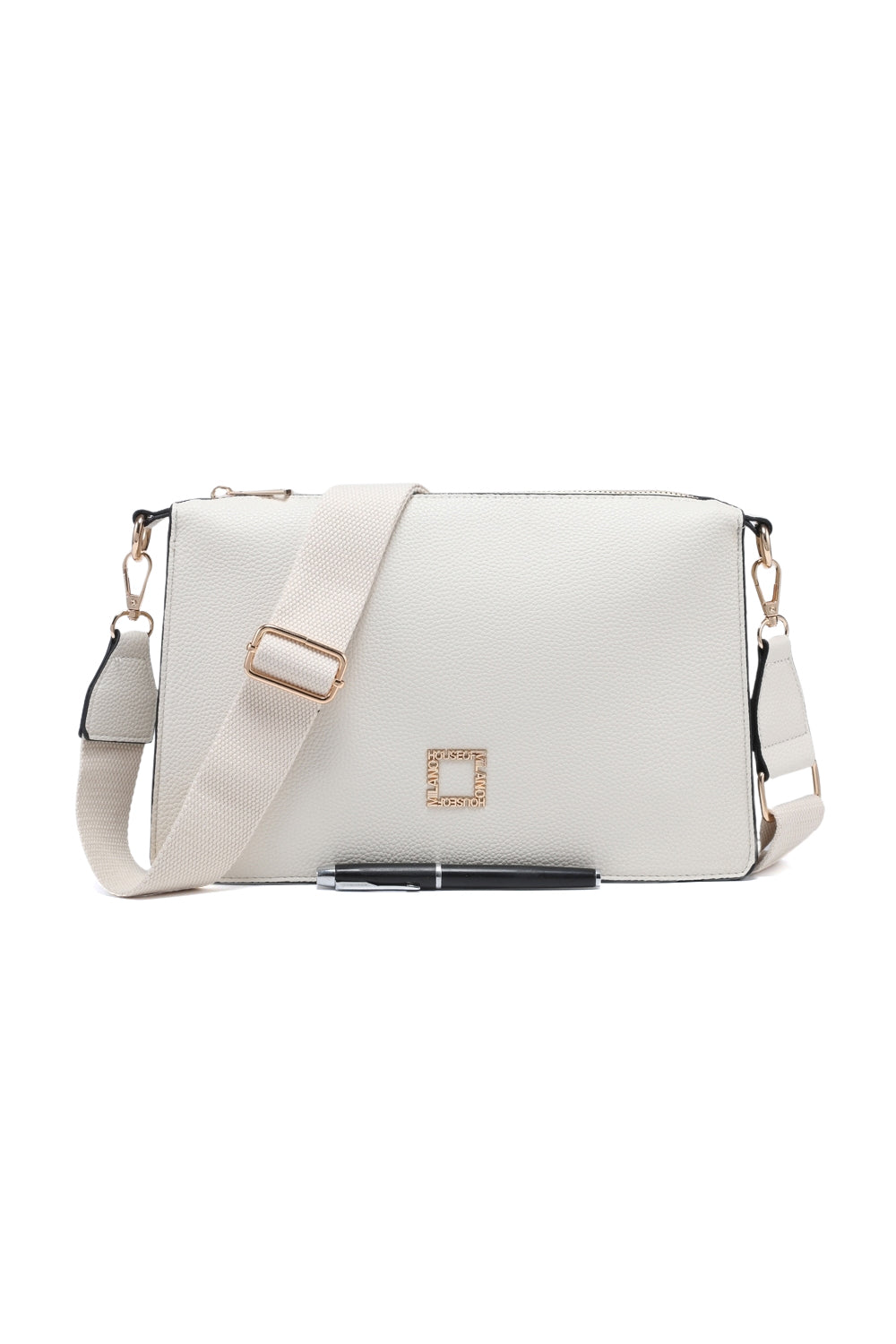 Casual Crossbody Bag with Zipper Closure and Wide Adjustable Strap