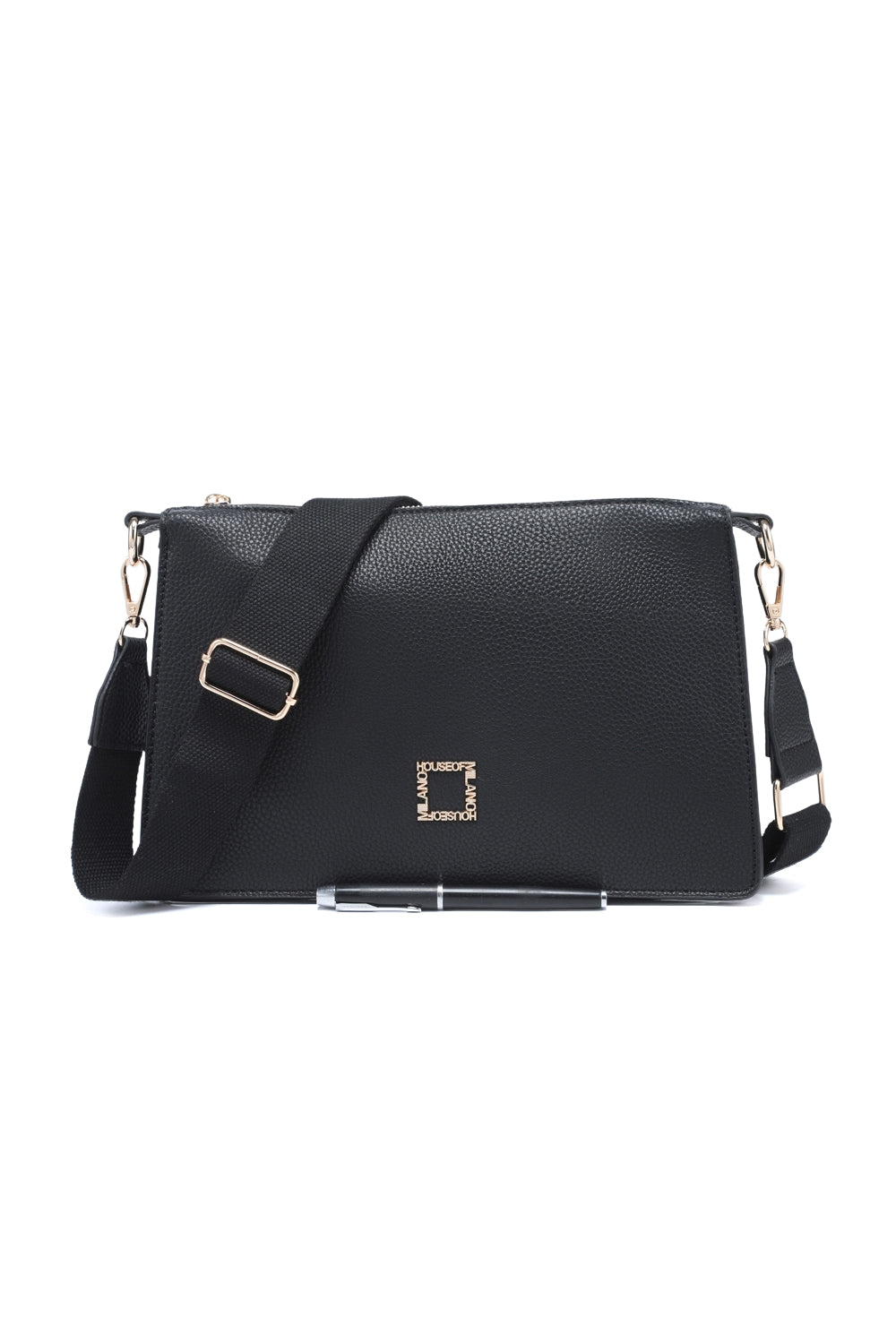 Casual Crossbody Bag with Zipper Closure and Wide Adjustable Strap