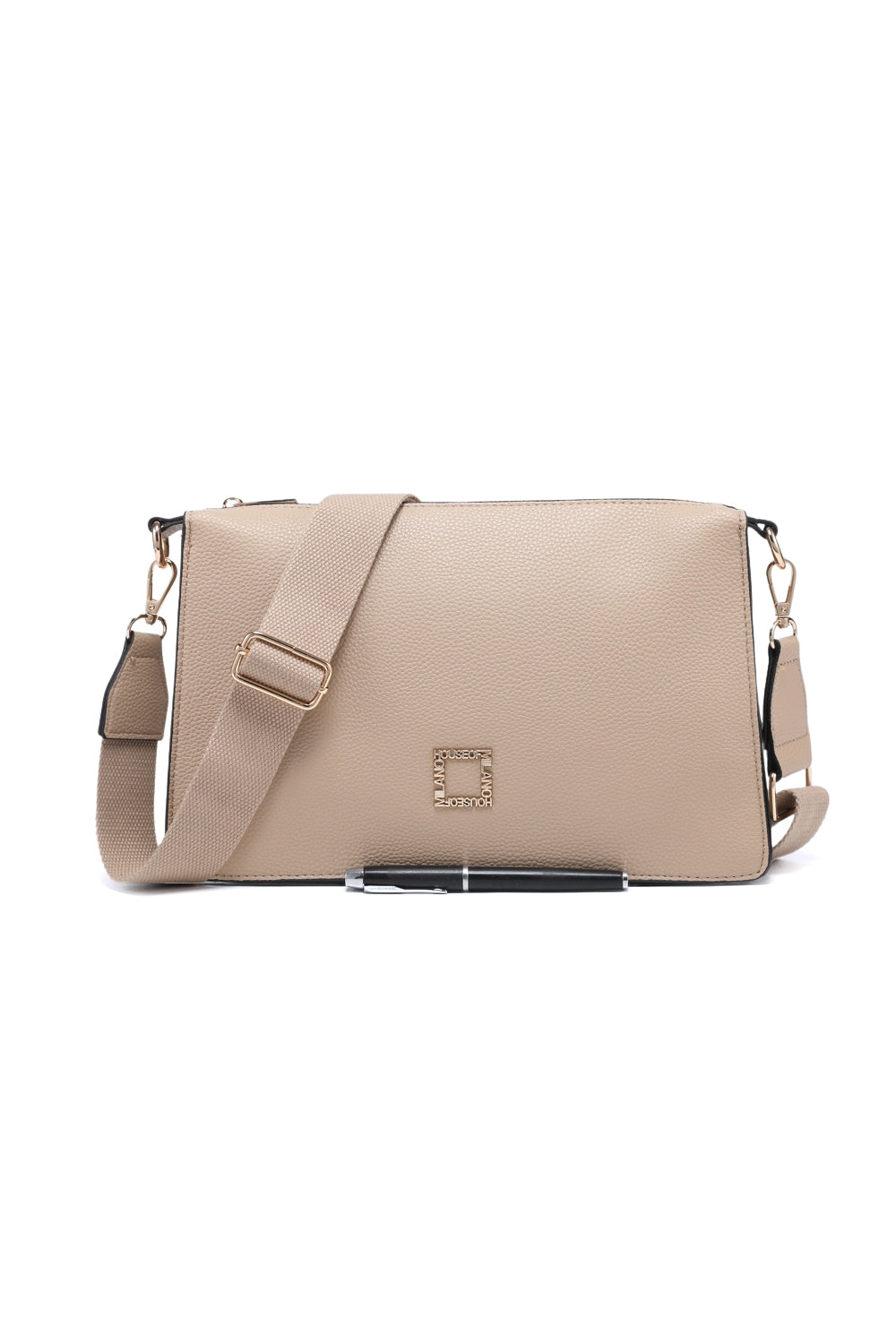 Casual Crossbody Bag with Zipper Closure and Wide Adjustable Strap