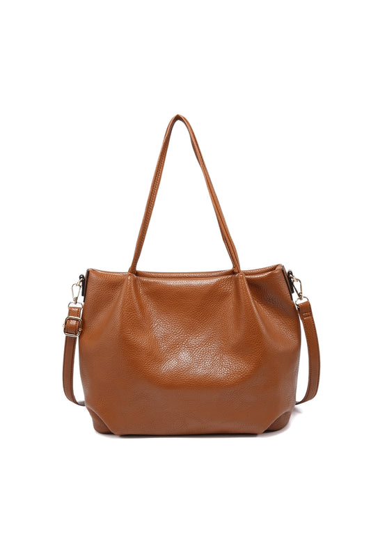 Chic Minimalist Shoulder Bag with Zipper Closure & Back Zip Pocket