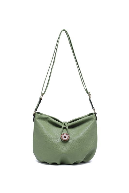 Crossbody Bag with Adjustable Strap Zipper and Button Loop Closure