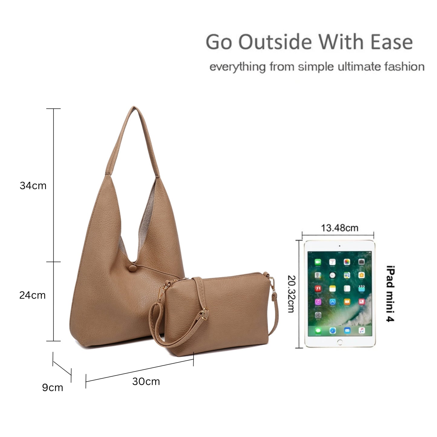 Versatile Shoulder Bag with Magnetic Closure and Chic Zip Pouch