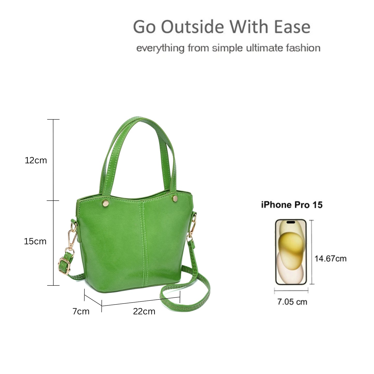 Casual Crossbody Bag with Handle, Magnetic Clasp and Back Pocket