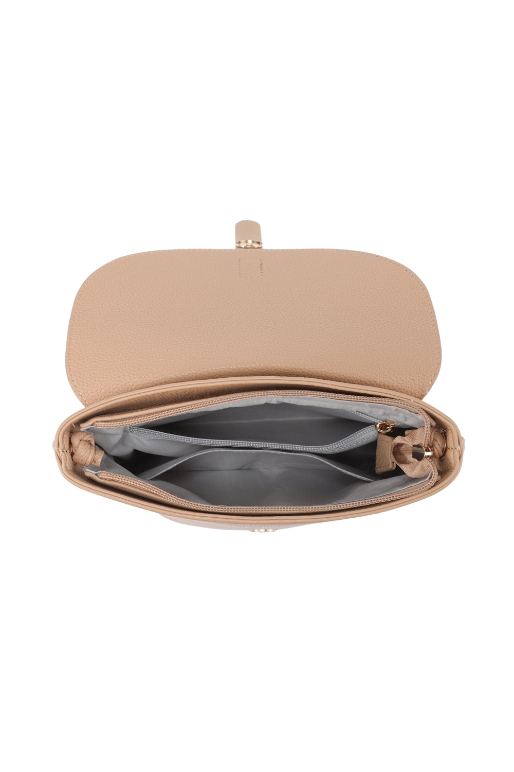 Solid Shoulder Bag with Flap and Zipper Double Closure Design
