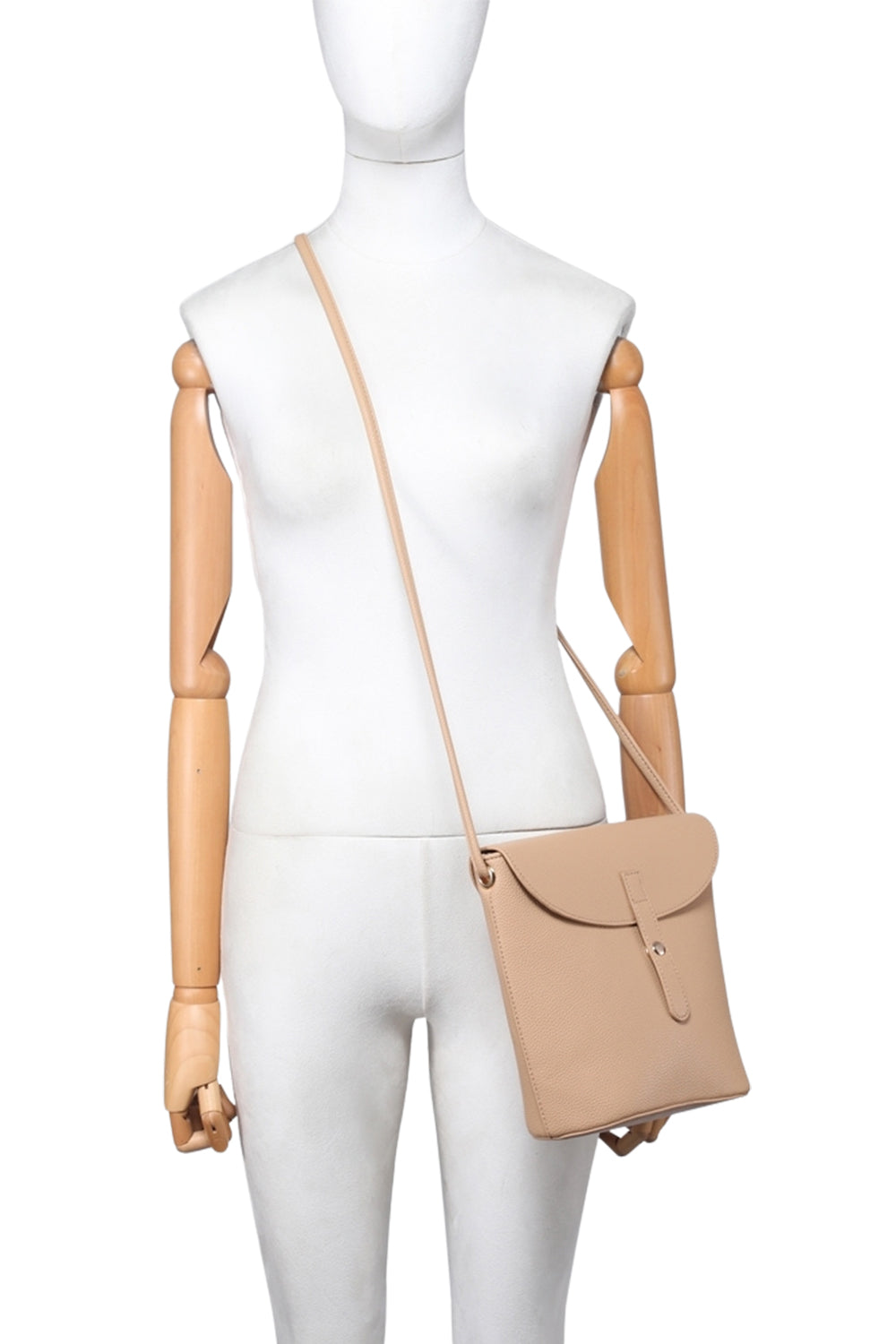 Solid Shoulder Bag with Flap and Zipper Double Closure Design