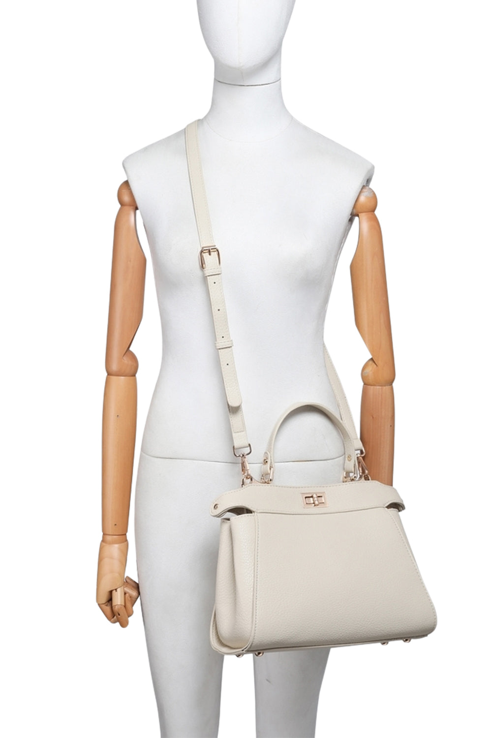 Elegant Women's Crossbody Bag with Twist Lock Top Handle and Adjustable Strap