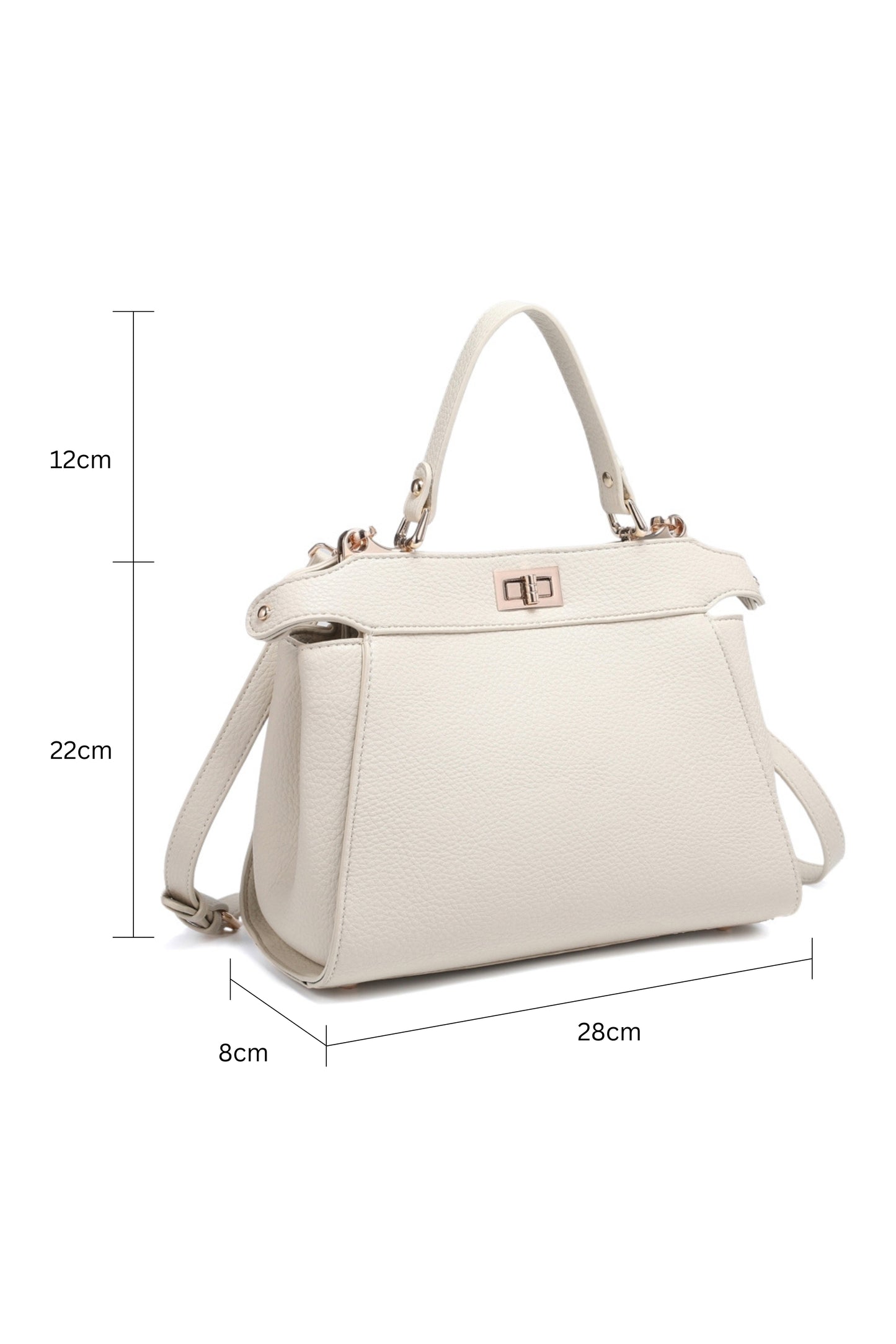 Elegant Women's Crossbody Bag with Twist Lock Top Handle and Adjustable Strap