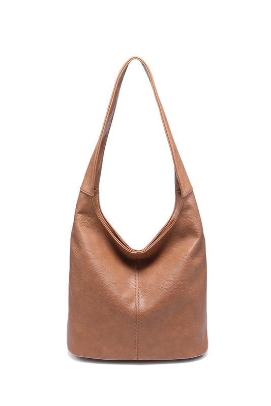 Solid Color Shoulder Bag with Zippered Closure and Spacious Design