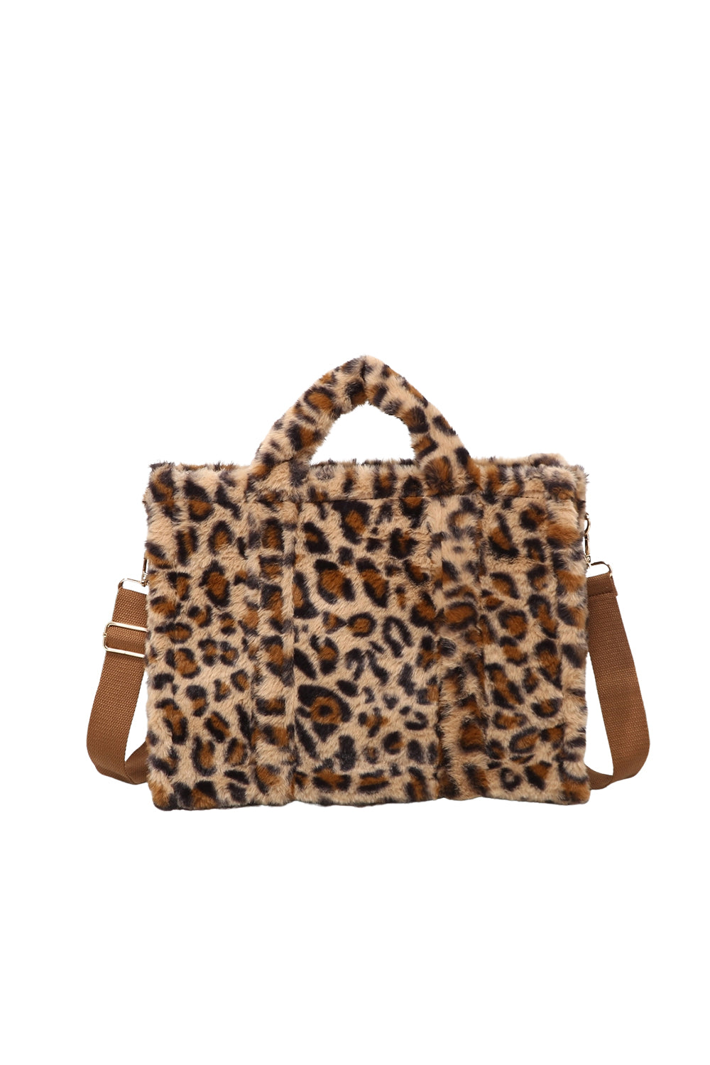 Leopard Print Shoulder Bag with Top Handles and Strap