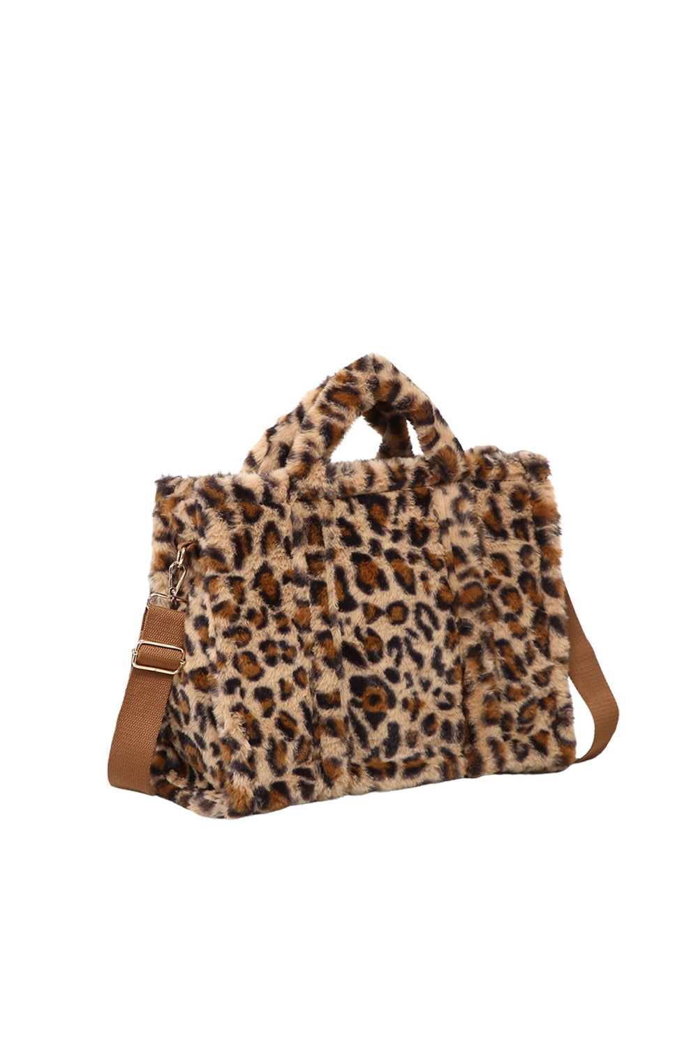 Leopard Print Shoulder Bag with Top Handles and Strap