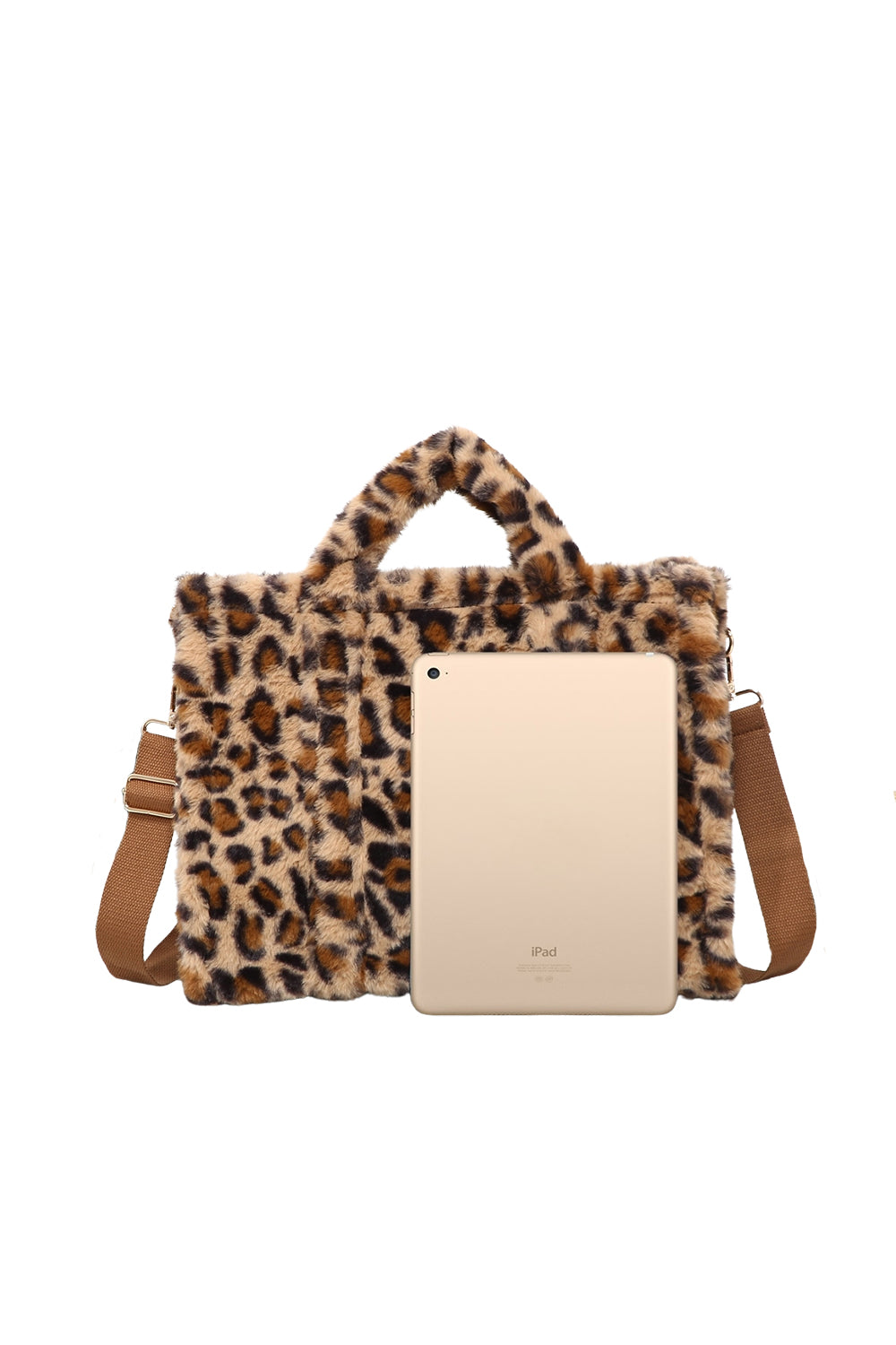 Leopard Print Shoulder Bag with Top Handles and Strap
