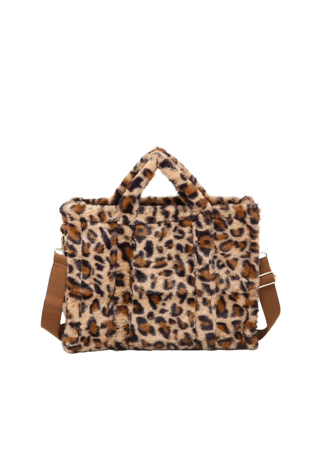 Leopard Print Shoulder Bag with Top Handles and Strap