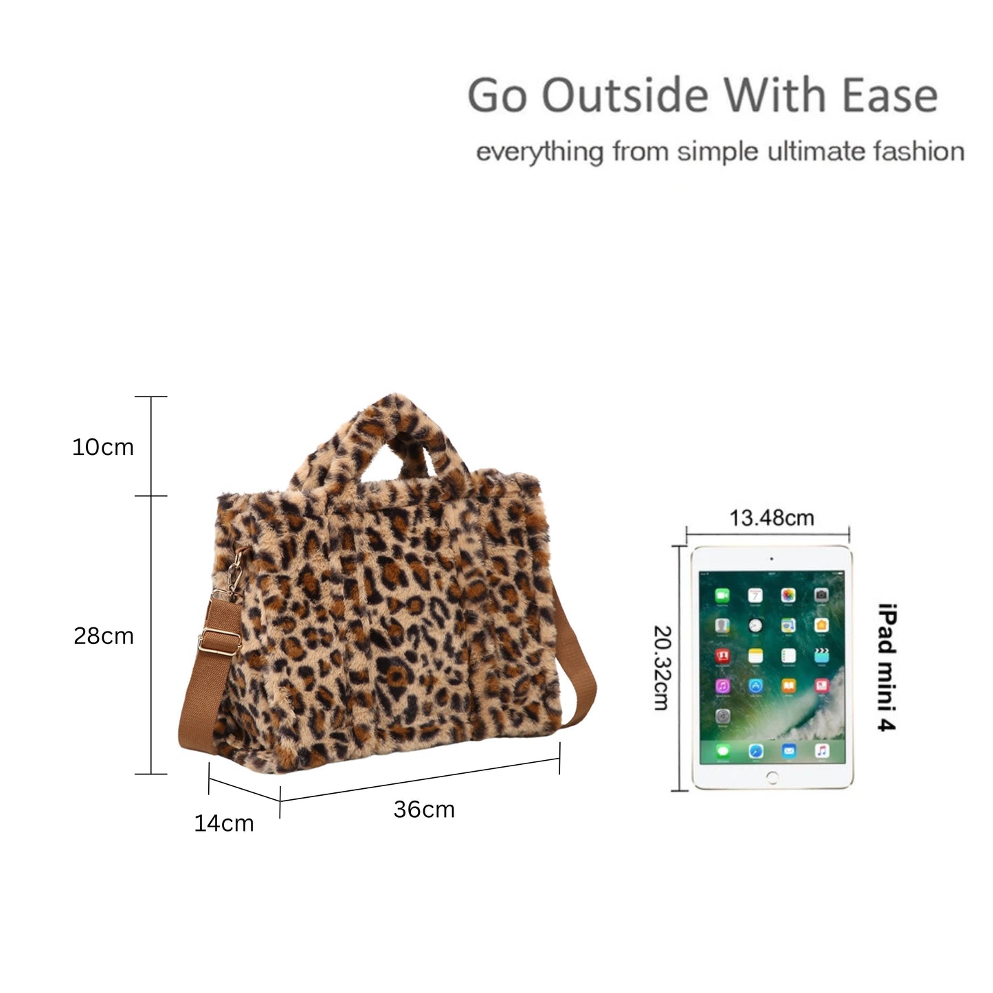 Leopard Print Shoulder Bag with Top Handles and Strap