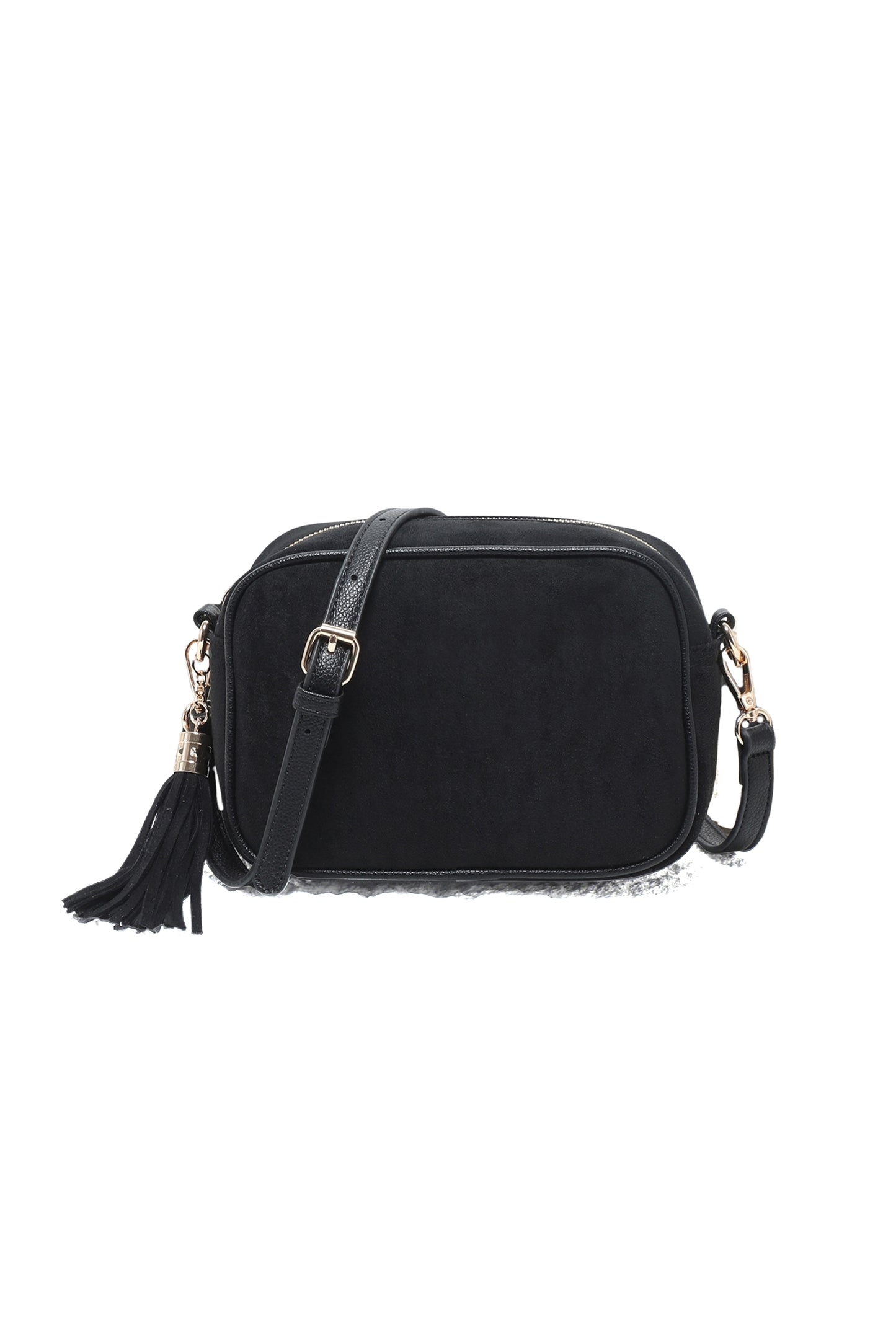 Vegan Suede Crossbody Bag with Tassel Zip Closure