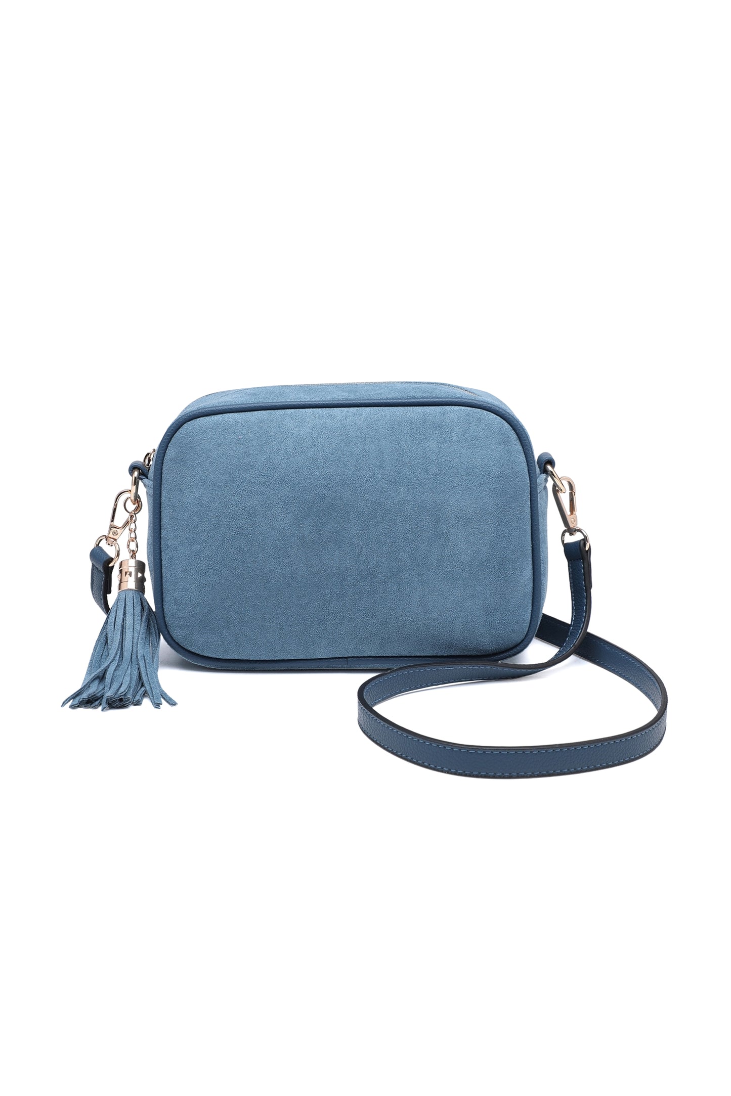 Vegan Suede Crossbody Bag with Tassel Zip Closure