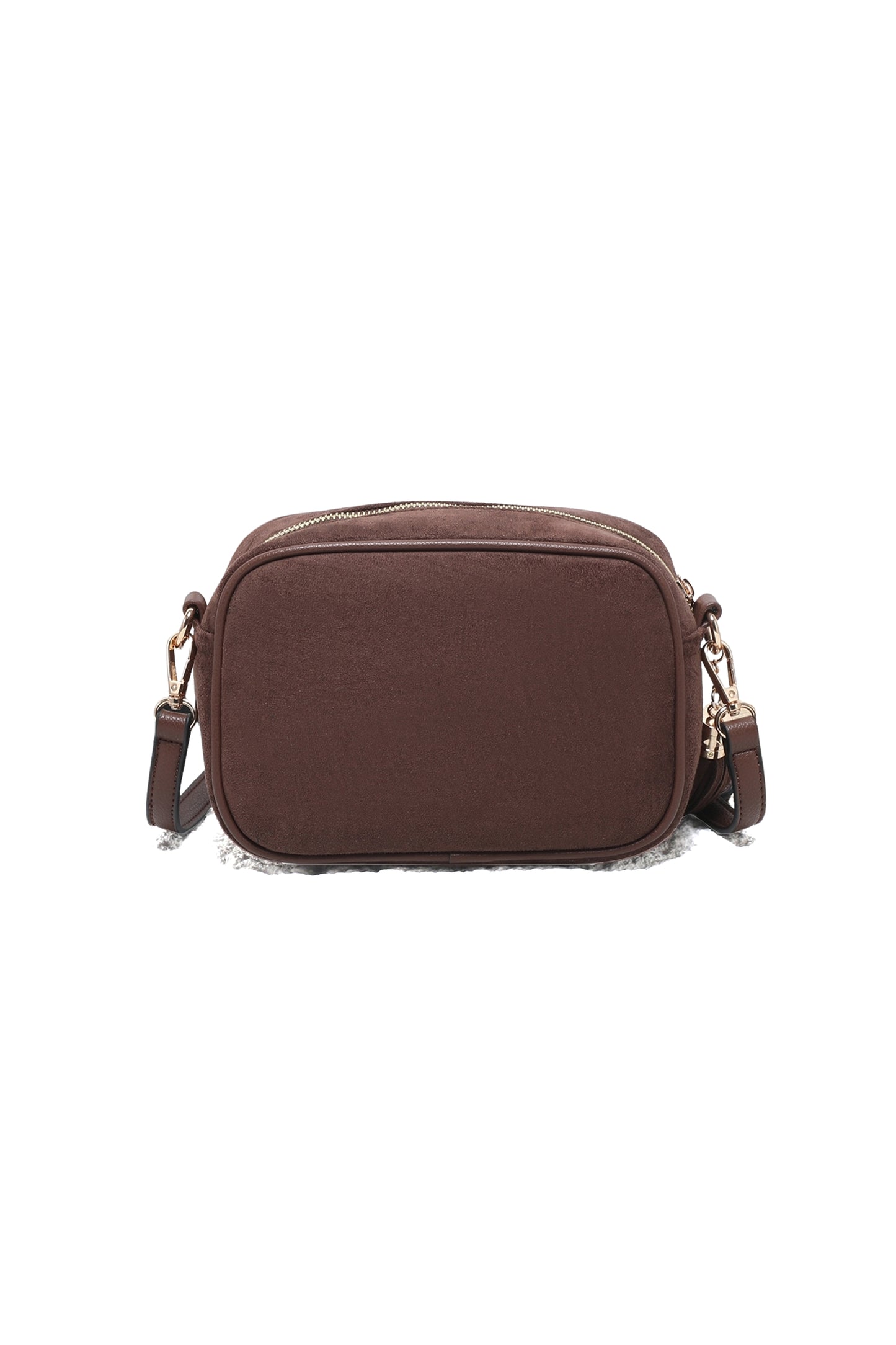 Vegan Suede Crossbody Bag with Tassel Zip Closure