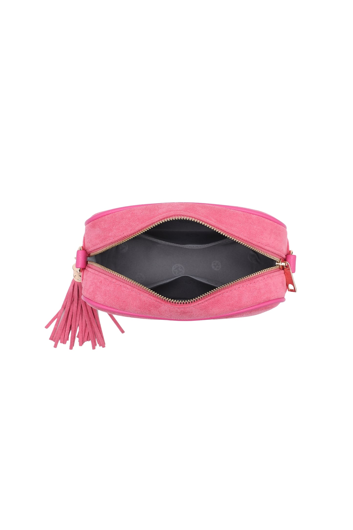 Vegan Suede Crossbody Bag with Tassel Zip Closure