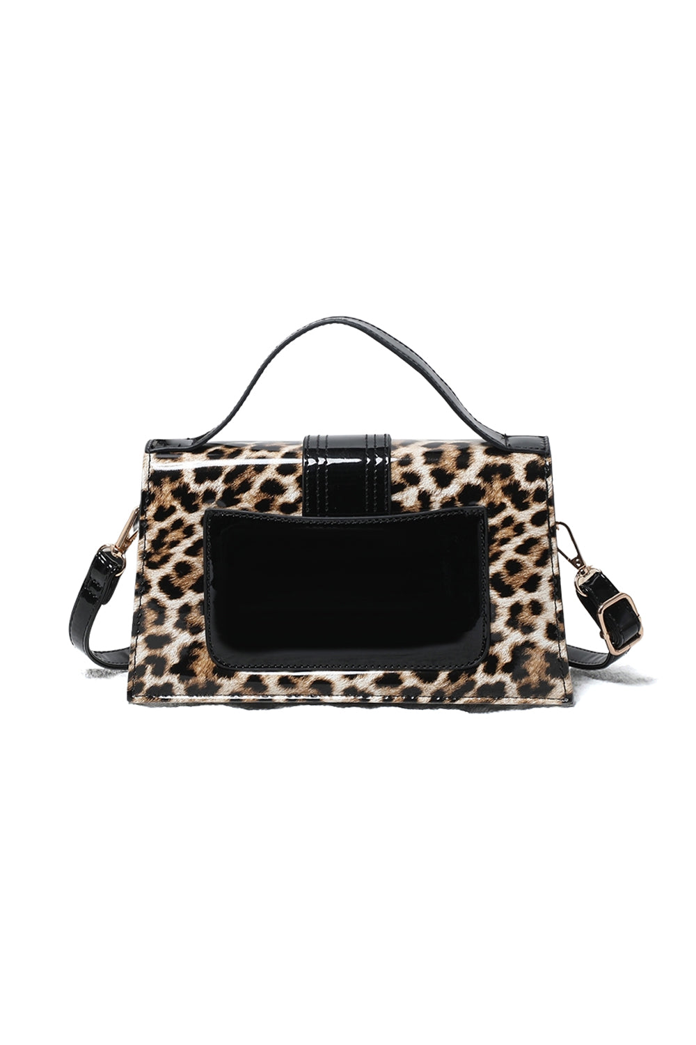 Animal Print Top Handle Crossbody Bag with Flap Closure