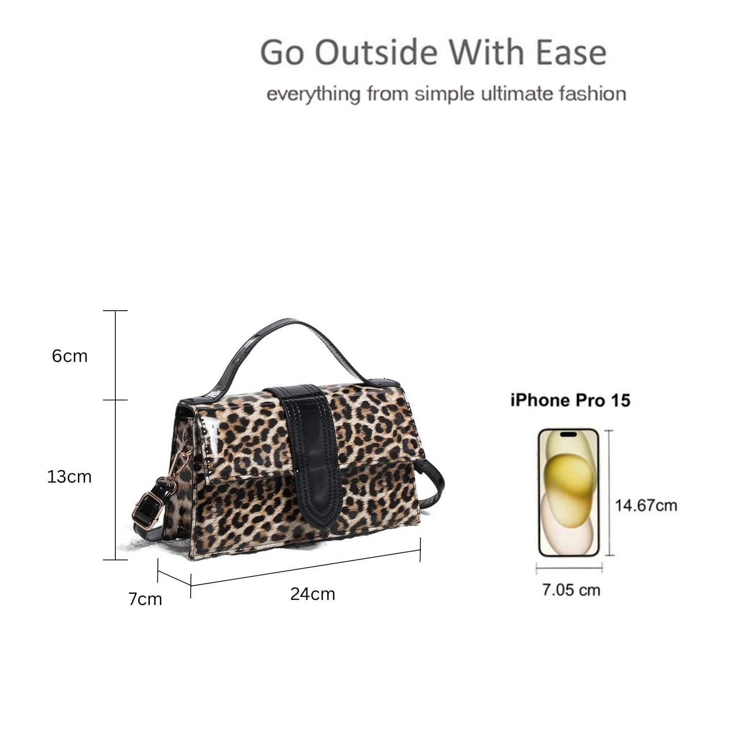 Animal Print Top Handle Crossbody Bag with Flap Closure