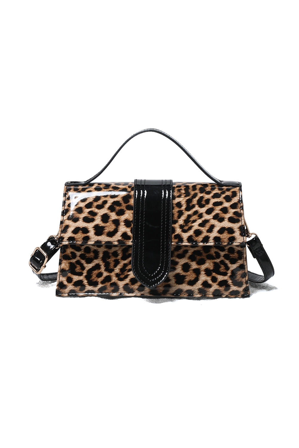 Animal Print Top Handle Crossbody Bag with Flap Closure