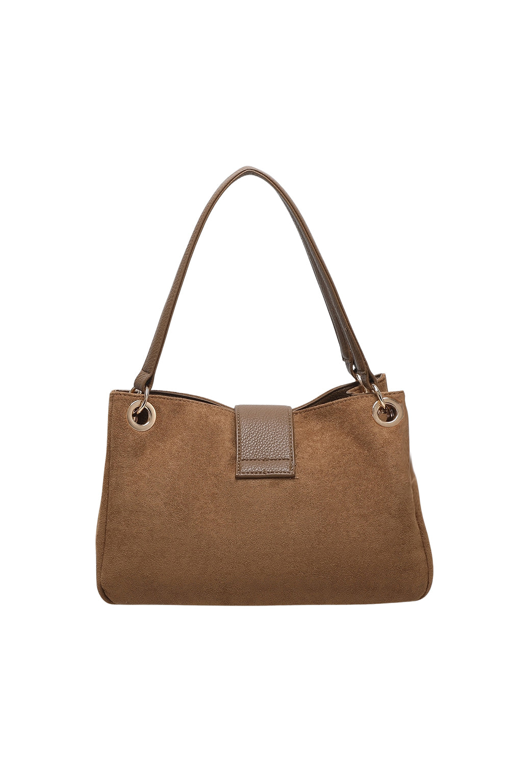 Shoulder Bag with Buckle Accent and Dual Top Handles
