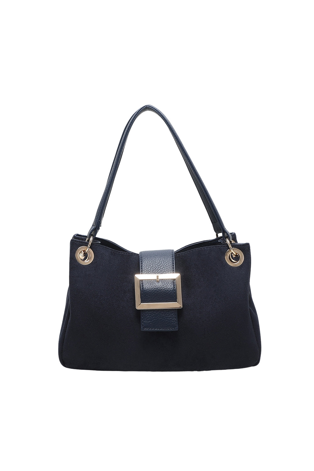Shoulder Bag with Buckle Accent and Dual Top Handles