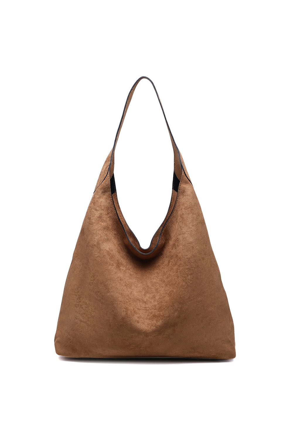 Large Solid Color Shoulder Tote Bag with Zippered Top Closure