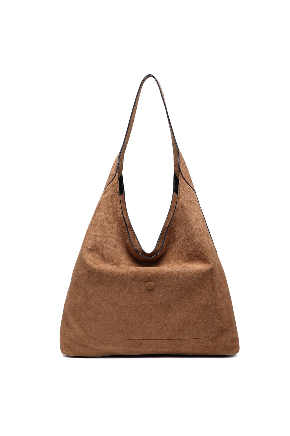 Large Solid Color Shoulder Tote Bag with Zippered Top Closure