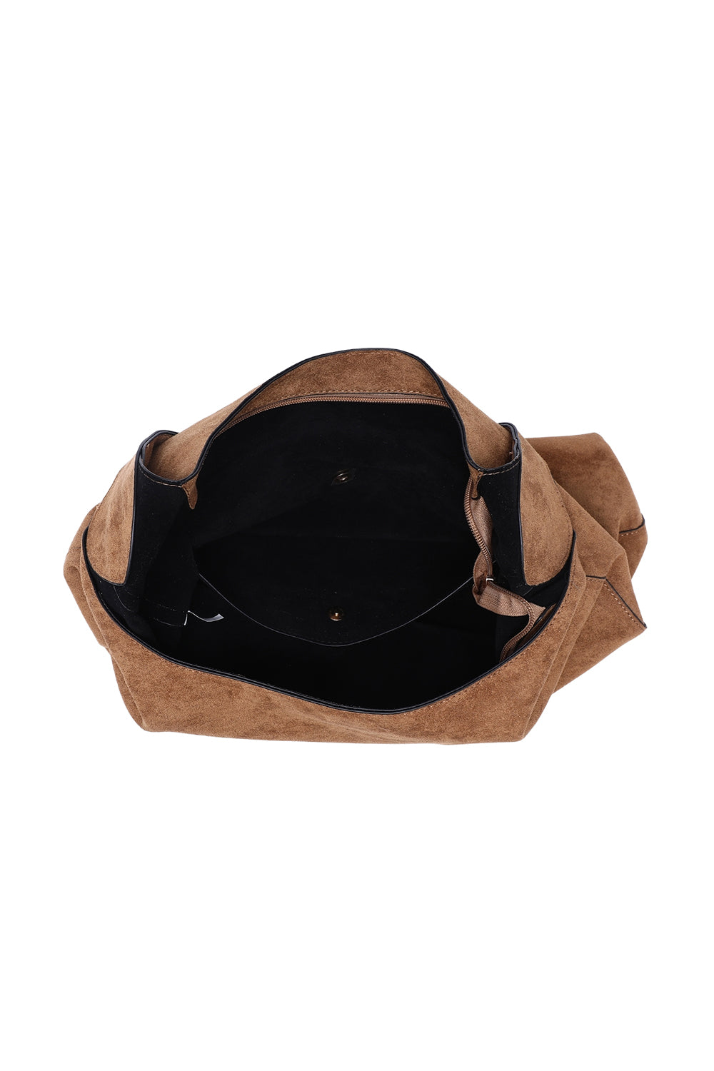 Large Solid Color Shoulder Tote Bag with Zippered Top Closure