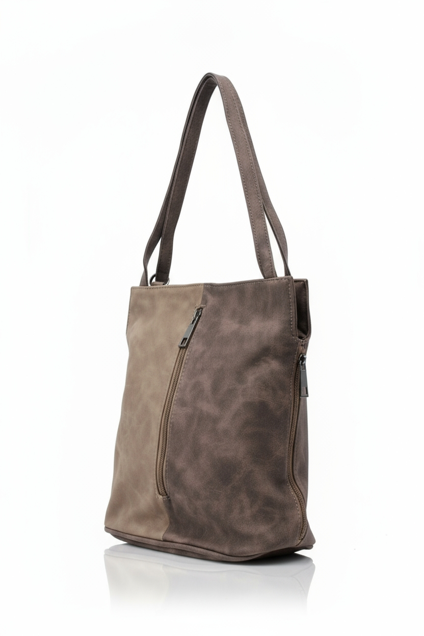 Convertible Shoulder Bag with Backpack Straps and Zip Pockets