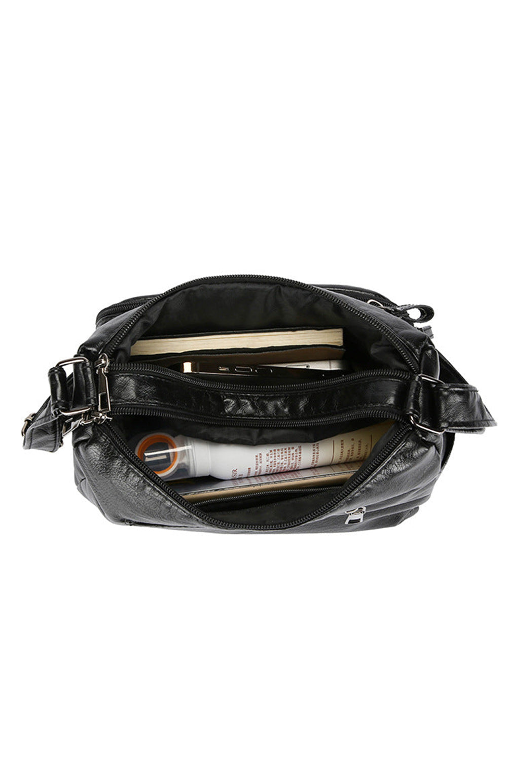 Quilted Multi-Pocket Crossbody Bag with Adjustable Strap