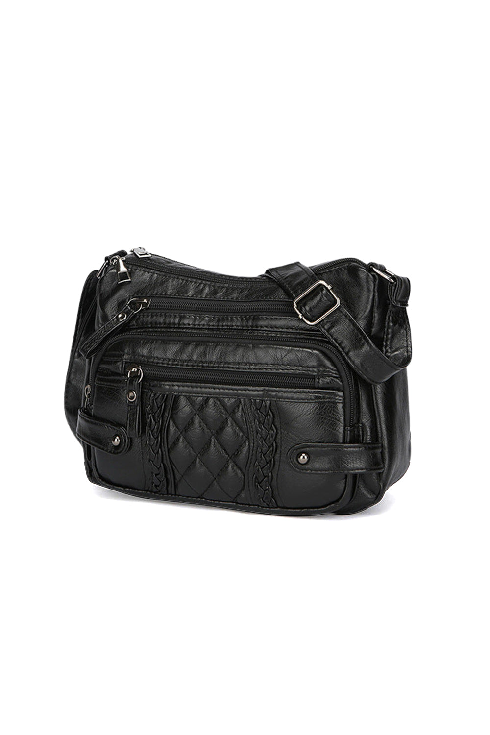 Quilted Multi-Pocket Crossbody Bag with Adjustable Strap