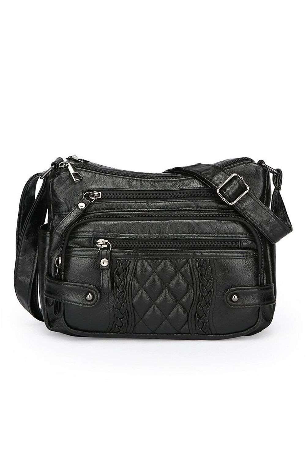 Quilted Multi-Pocket Crossbody Bag with Adjustable Strap