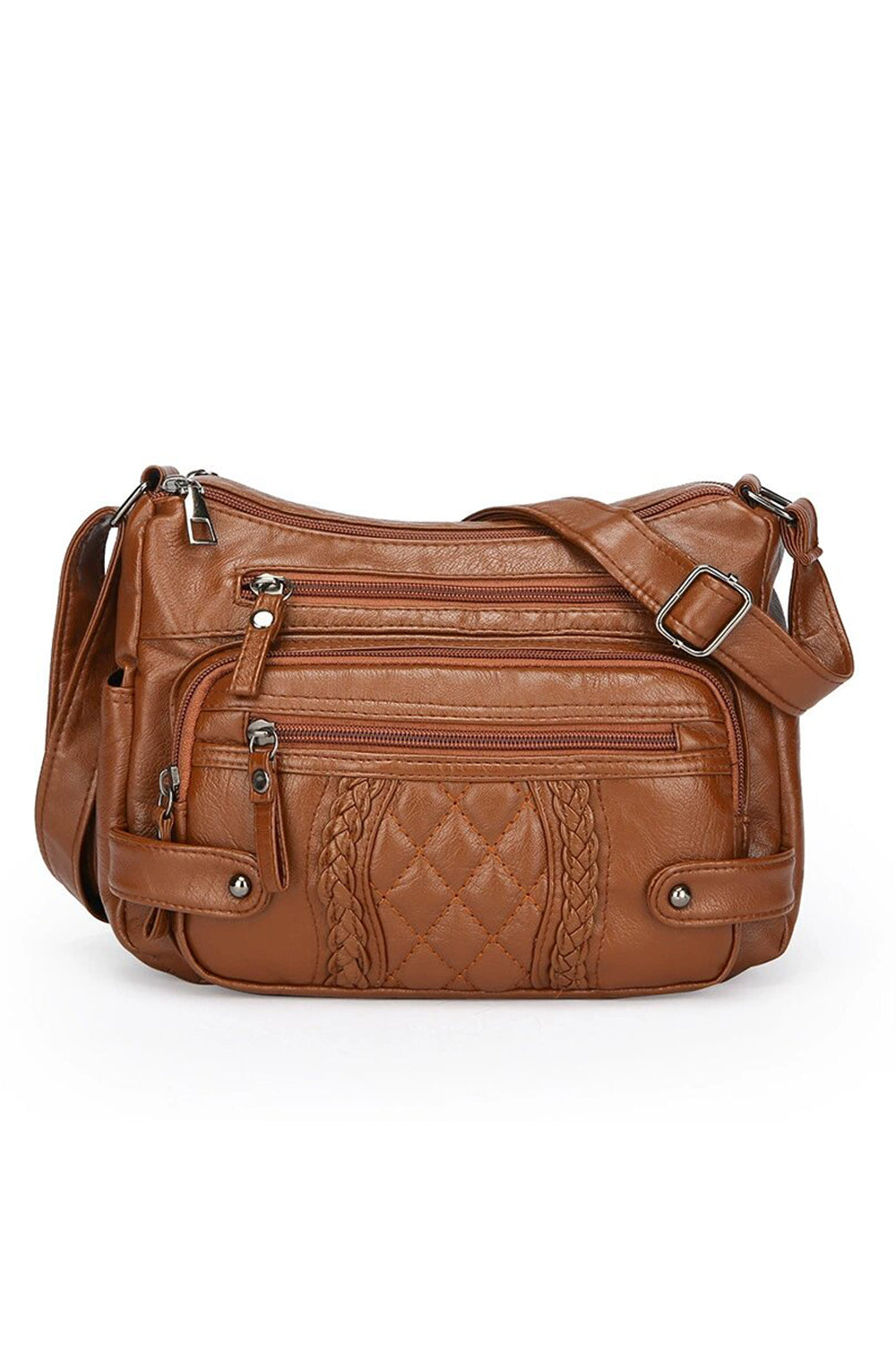 Quilted Multi-Pocket Crossbody Bag with Adjustable Strap
