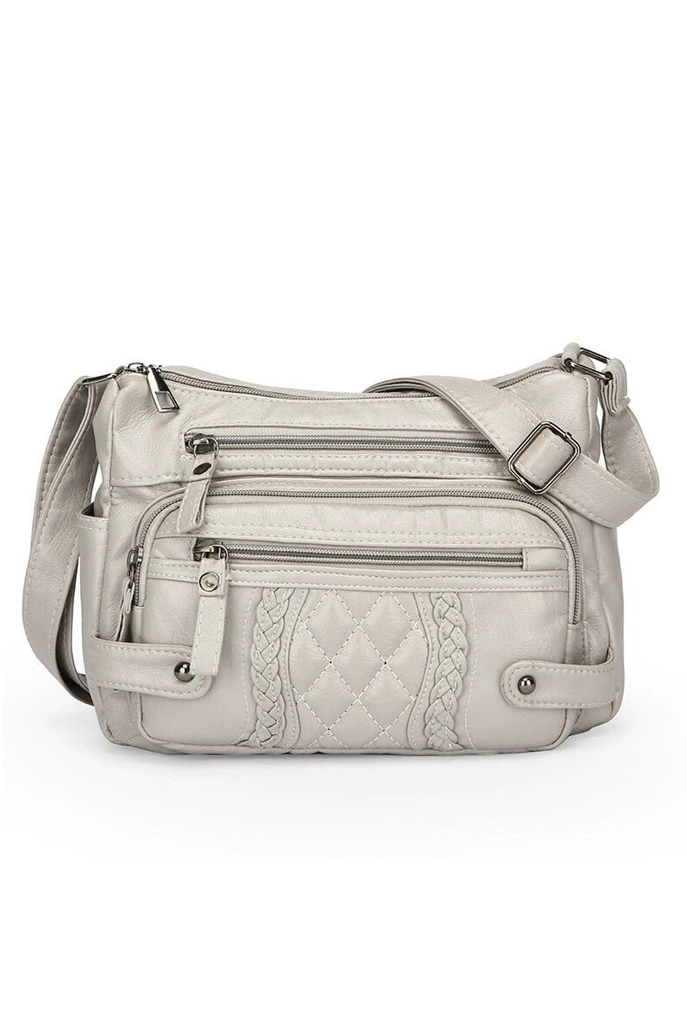 Quilted Multi-Pocket Crossbody Bag with Adjustable Strap