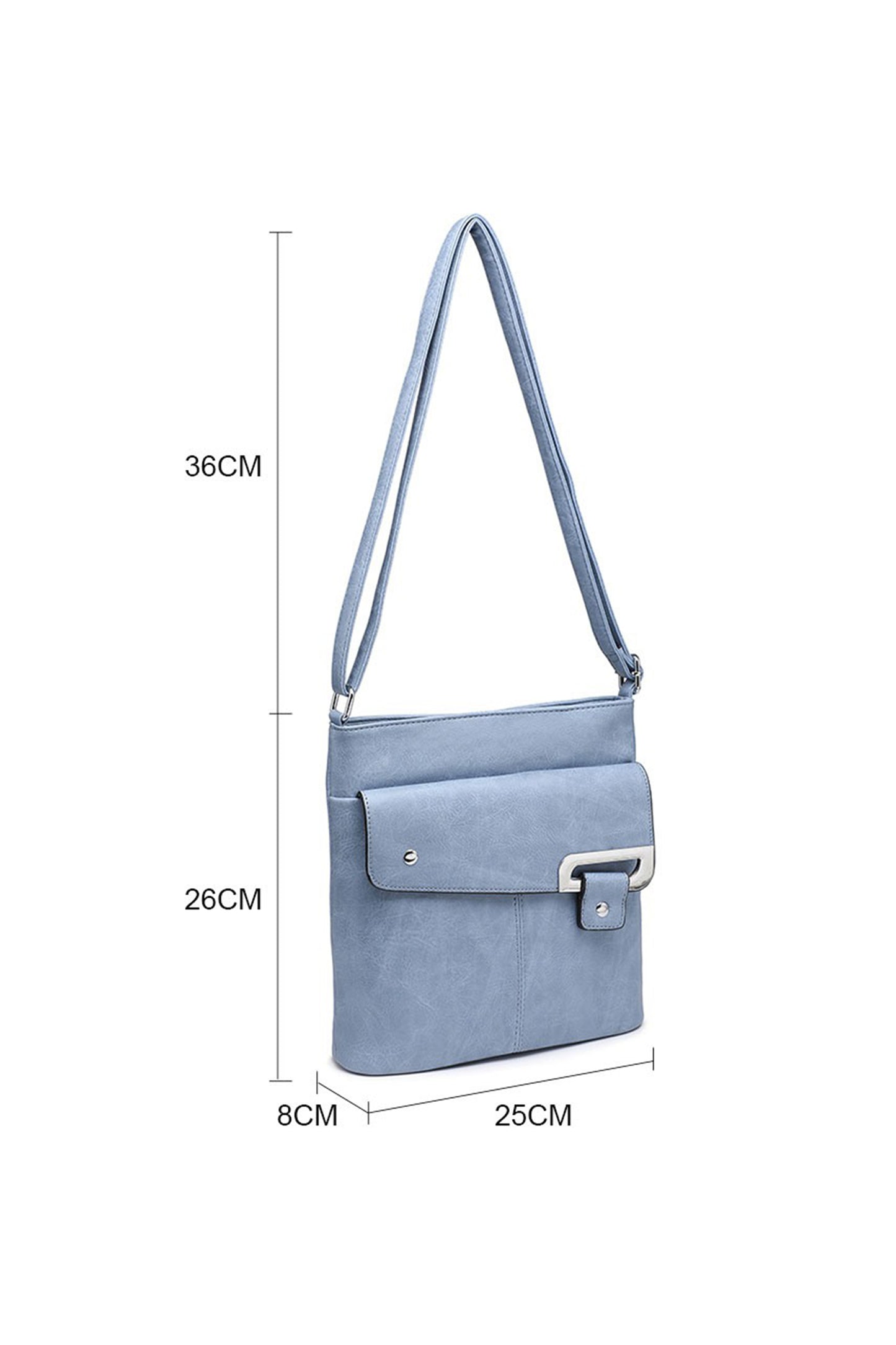 Flap Crossbody Bag with Metal Lock and Zip Pocket