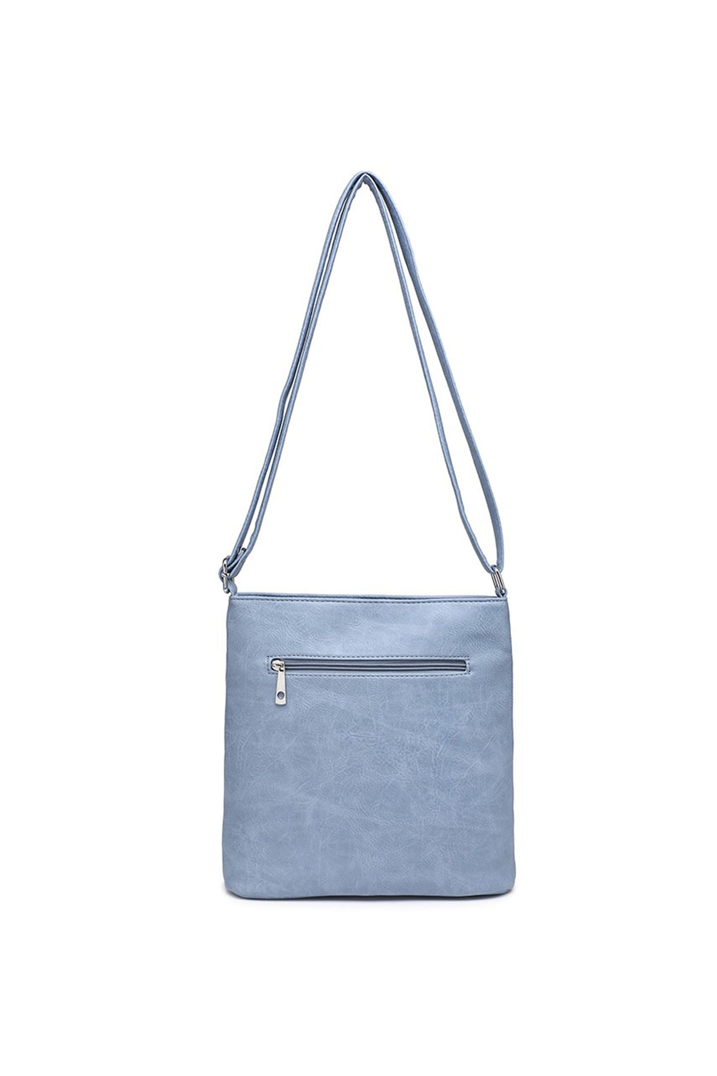 Flap Crossbody Bag with Metal Lock and Zip Pocket