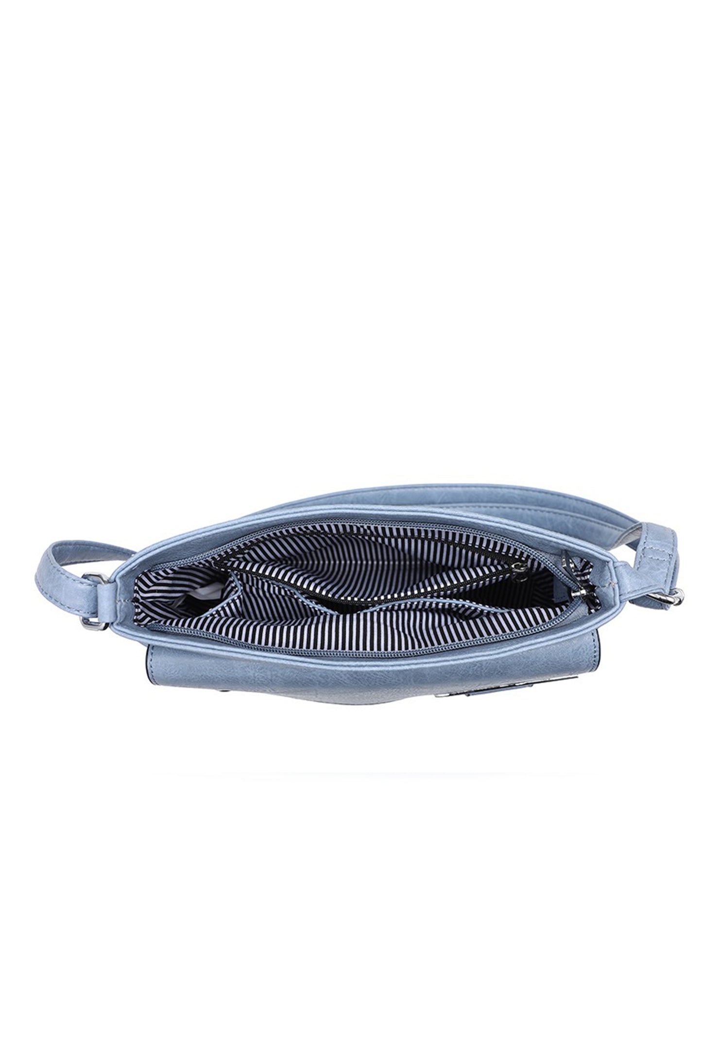 Flap Crossbody Bag with Metal Lock and Zip Pocket