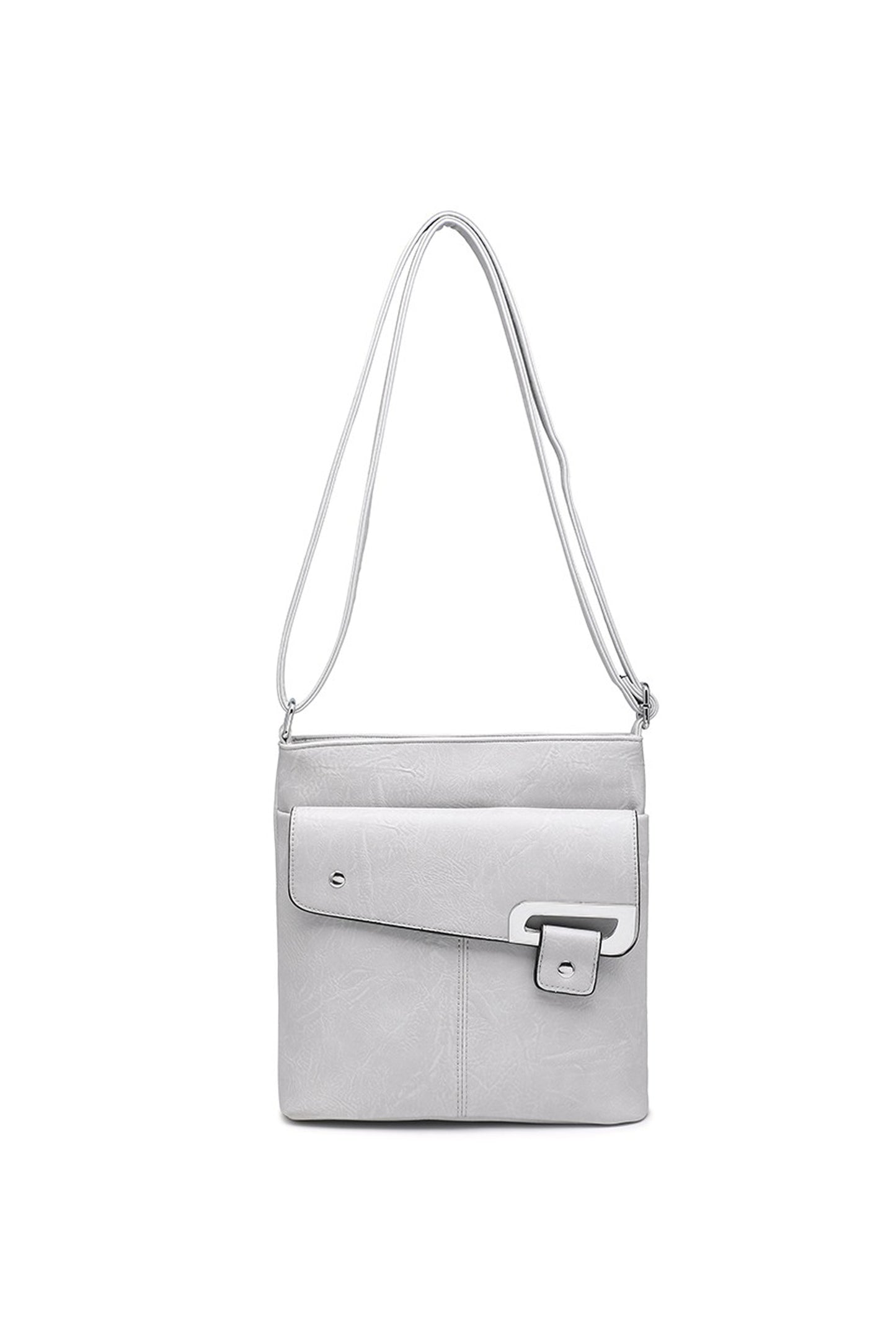 Flap Crossbody Bag with Metal Lock and Zip Pocket