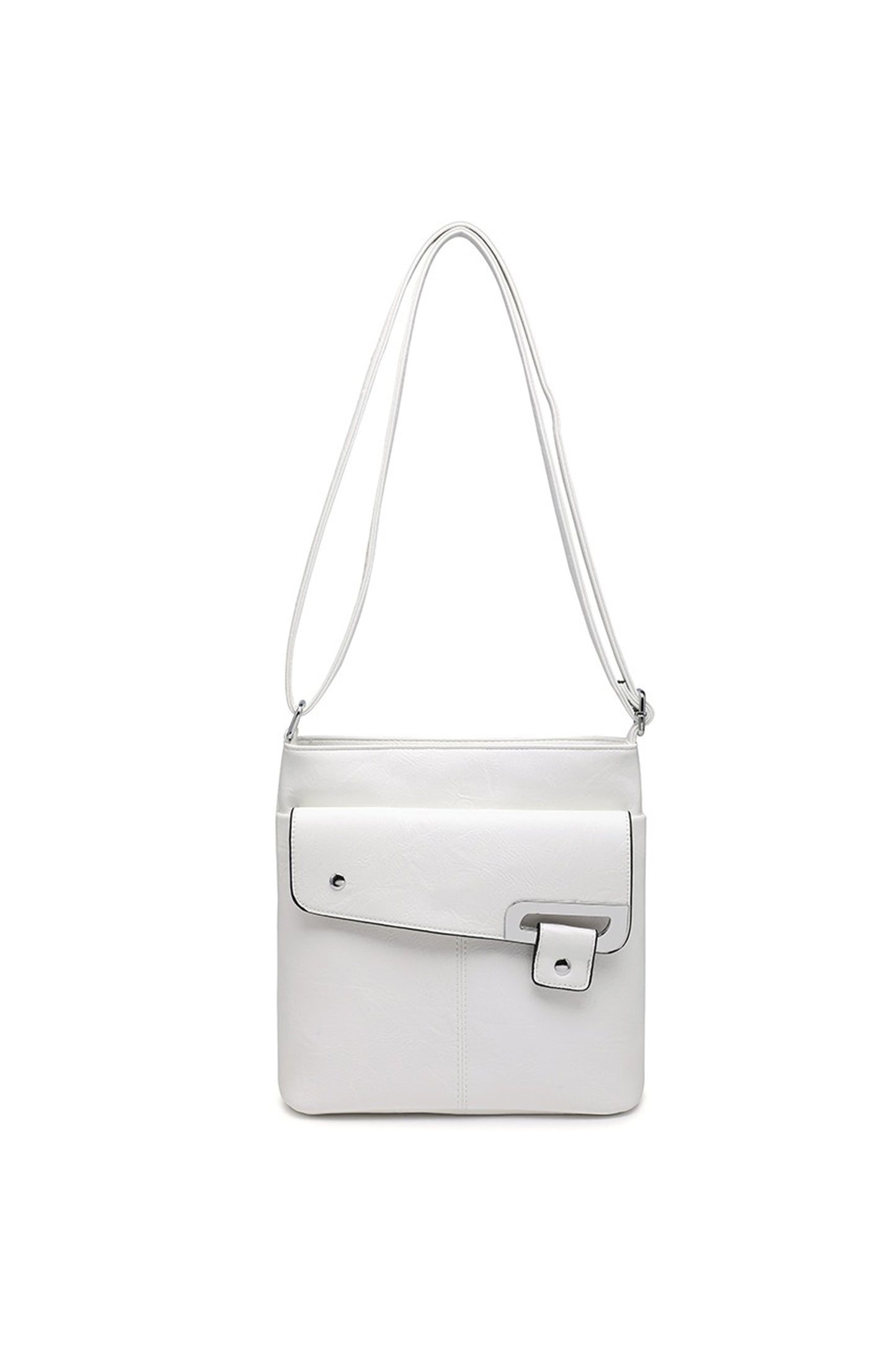 Flap Crossbody Bag with Metal Lock and Zip Pocket