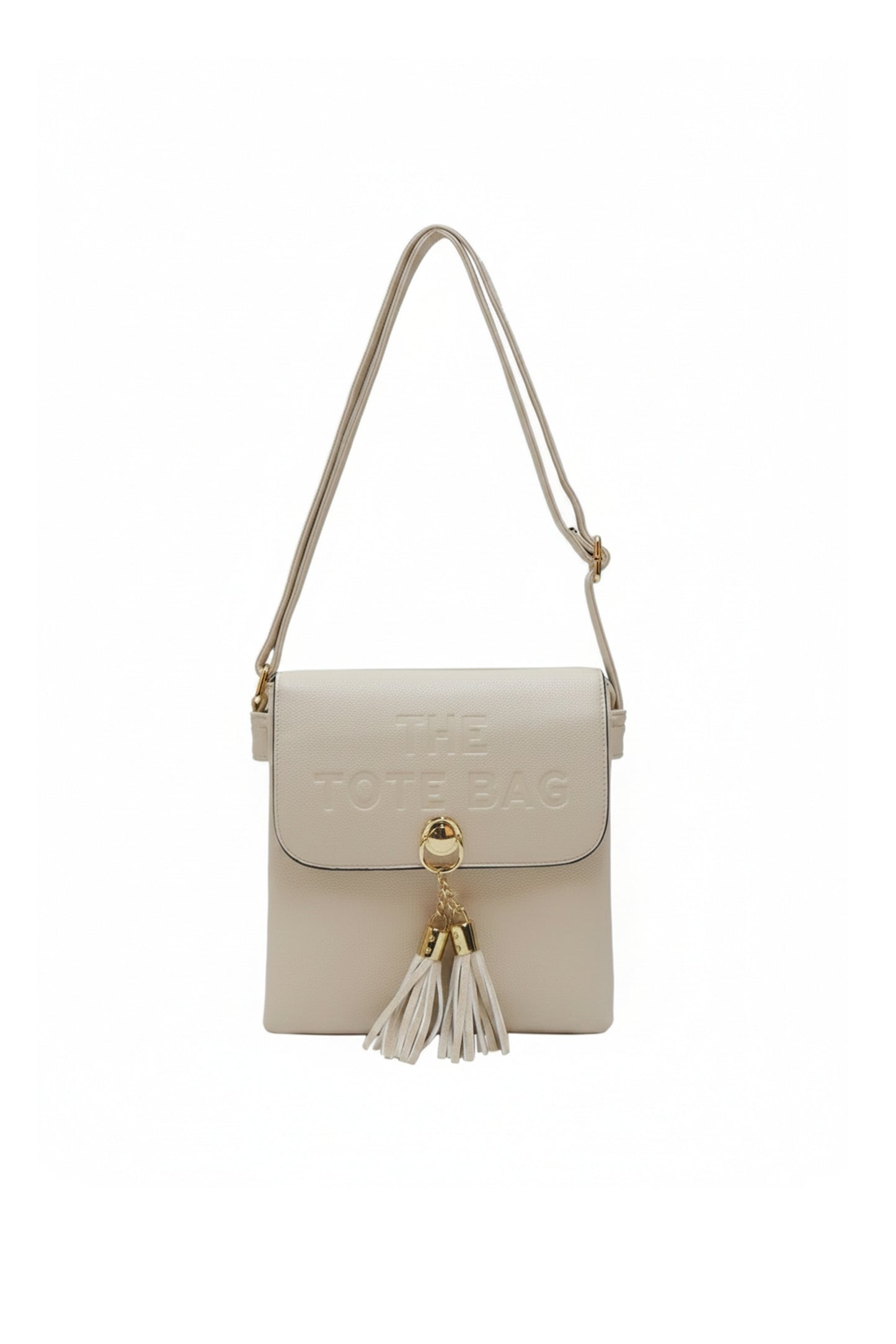 Crossbody Shoulder Bag with Tassel Charm and Flap Closure
