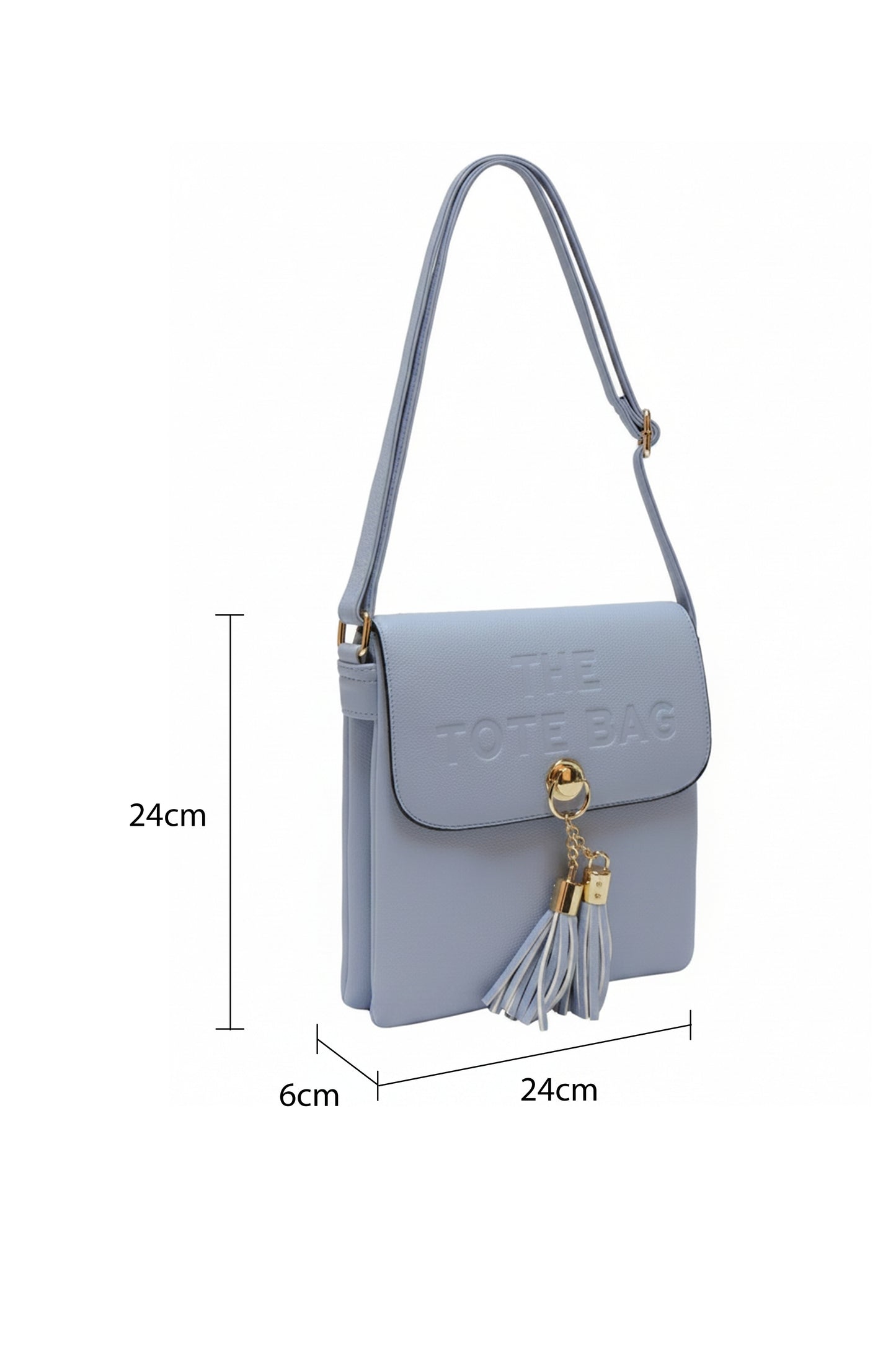 Crossbody Shoulder Bag with Tassel Charm and Flap Closure