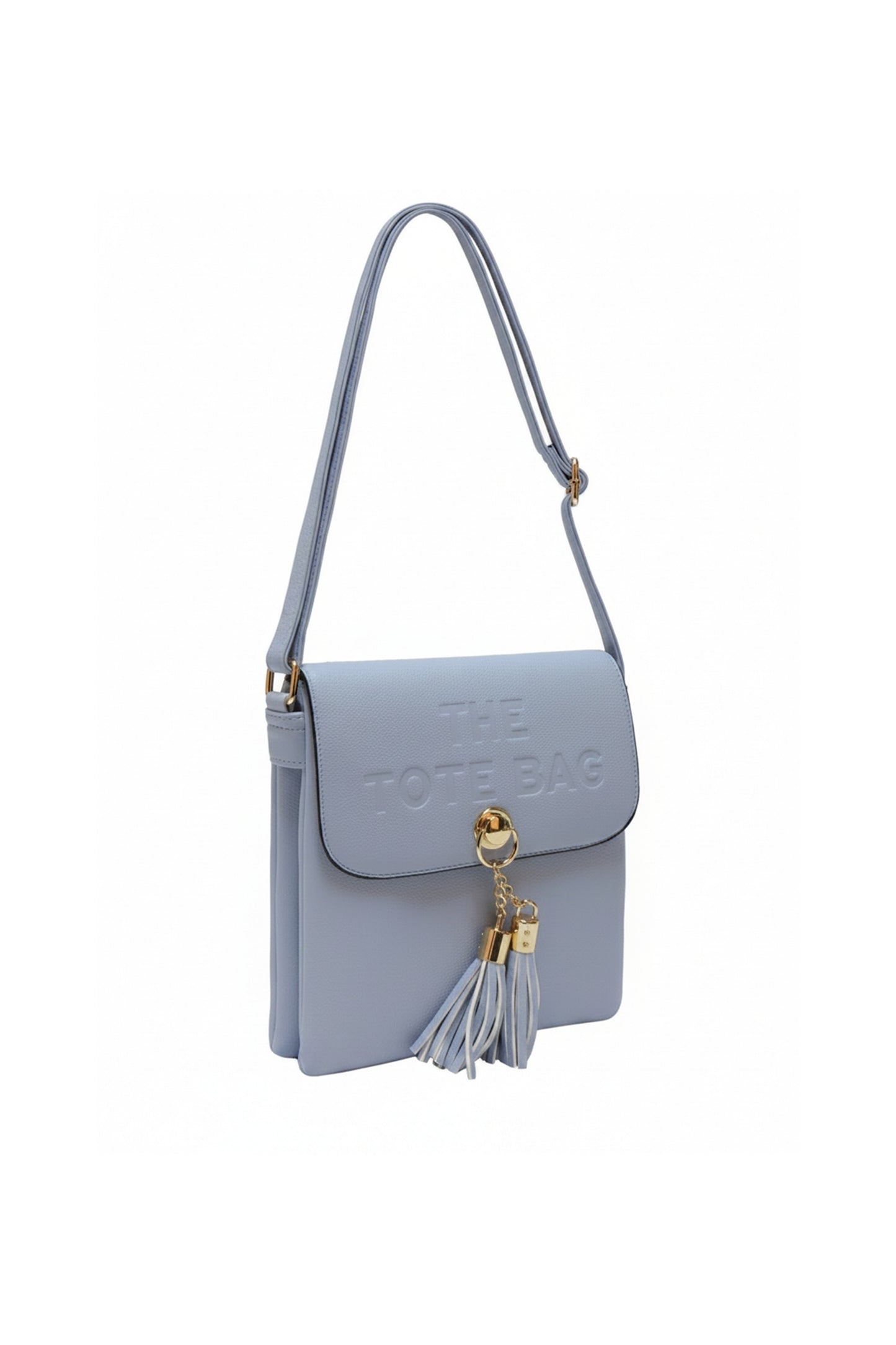 Crossbody Shoulder Bag with Tassel Charm and Flap Closure
